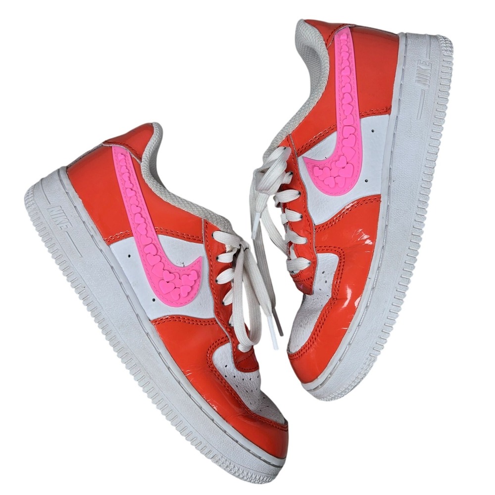 Nike Air Force 1 LV8 1.5Y White Orange Pink Love Heart Sneakers FD1032 Valentine